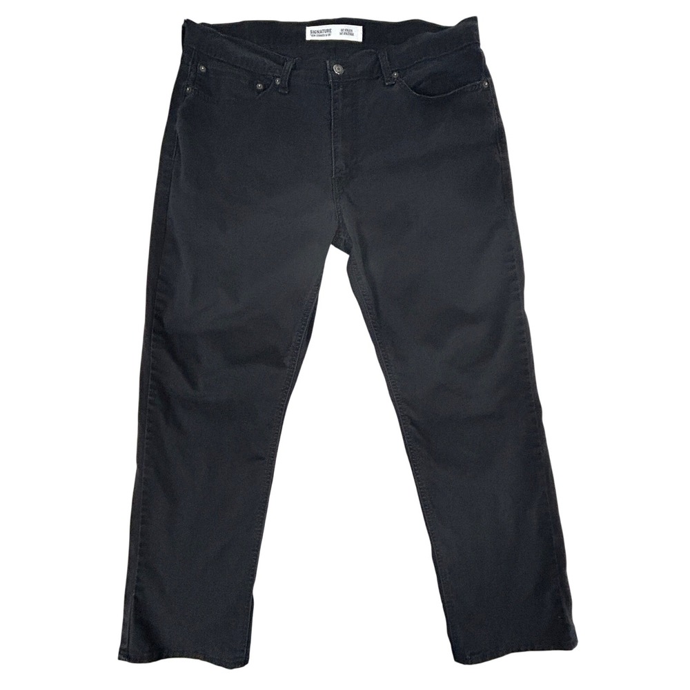 Signature Levi's Jeans Mens 36x30‎ Black S67 Athletic Fit Stretch Denim Tapered